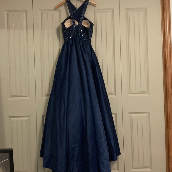 Tiffany Designs by Christina Wu 16327 navy blue long dress beaded top size 10 - Picture 8 of 12